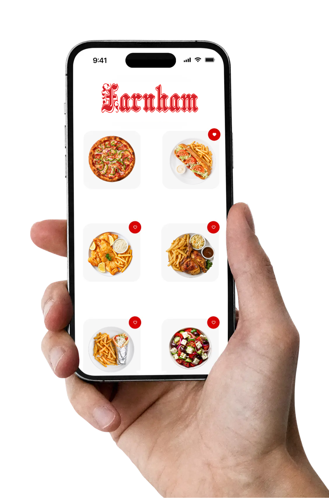 Application mobile de la Pizzeria Farnham